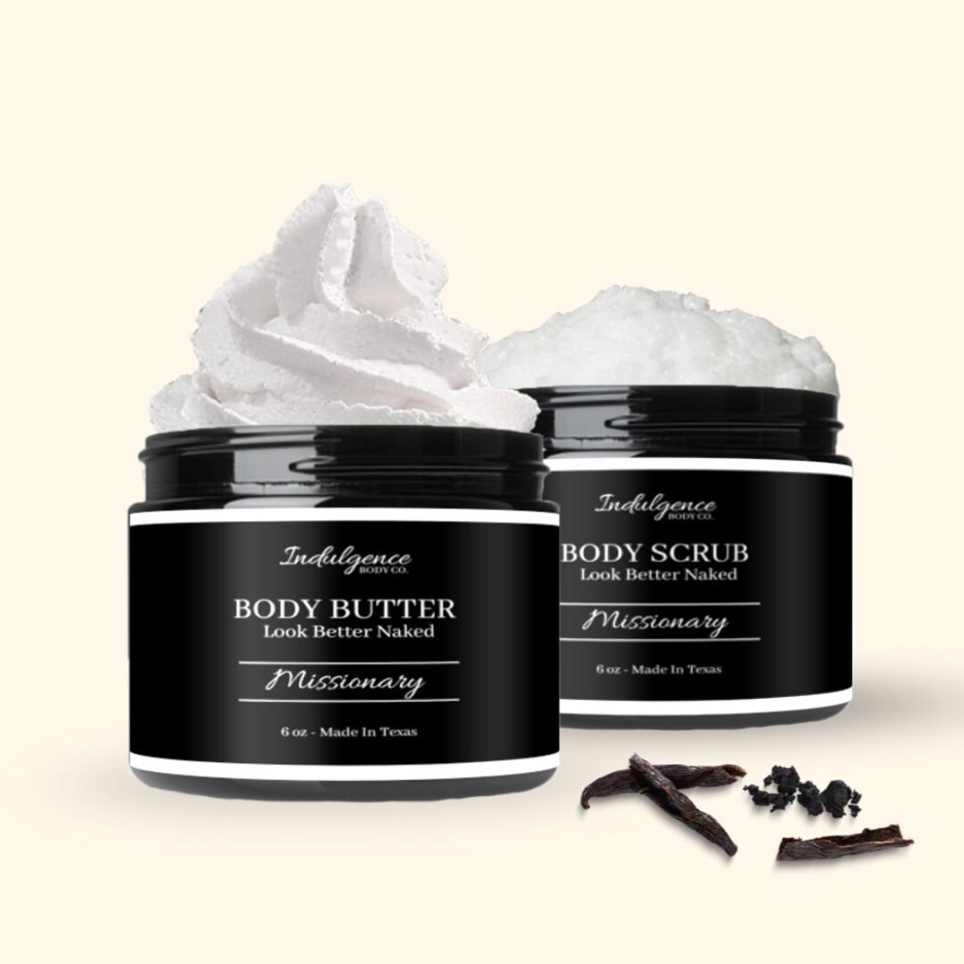 Vanilla Body Butter and Scrub Set , Bath and Body Gift Set for Women