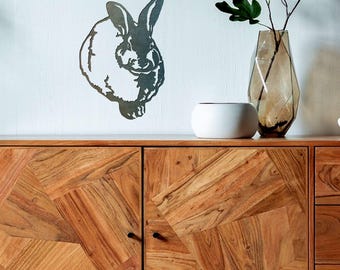 Metal Rabbit Wall Art: Rustic Farmhouse Decor, 7x10 Inch