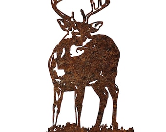 Metal Buck Deer Wall Art: Cabin Lodge Decor