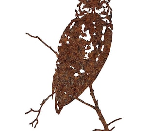 Metal Great Horned Owl Wall Art – Rustic Cabin Decor (12x18.5)