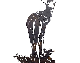 Spotted Fawn Metal Wall Art: Minimalist Deer Decor