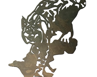 Bobcat Metal Wall Art: Wildlife Decor for Cabin or Lodge