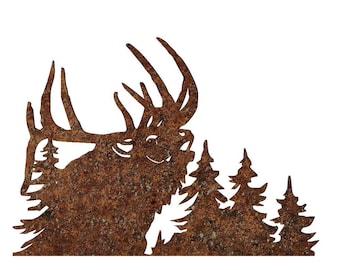 Metal Bull Elk Wall Art: Rustic Lodge Cabin Decor (15" x 10 3/4")
