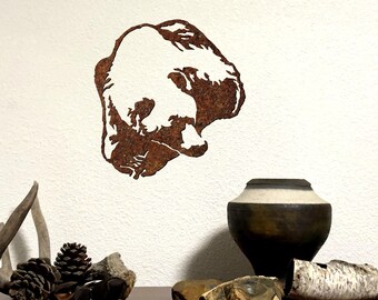 Sleeping Bear Metal Wall Art: Rustic Cabin Decor