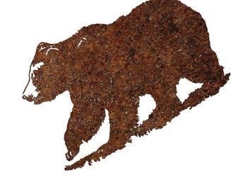 Brown Bear Metal Wall Art: Rustic Cabin Decor (12x10in