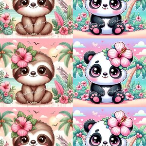 Silikonpapier, Release-Paper, Diamond Painting, Fauli und Panda auf Hawaii