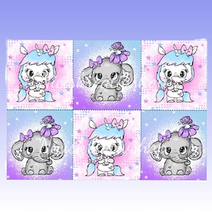 Silikonpapier, Release-Paper, Diamond Painting, Schnubbirella Motive, Elefant und Einhorn