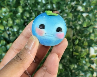 Hand-sculpted Blueberry Figurine | Polymer Clay Desk Buddy Art
