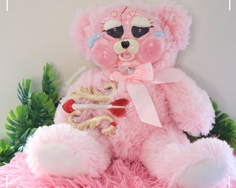 Cupid The Bear  /  OOAK / Clay Face/Teddy Art Doll