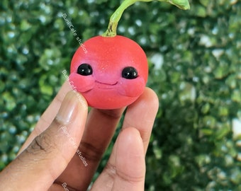 Hand-sculpted Cherry Sprout Figurine | Polymer Clay Desk Buddy