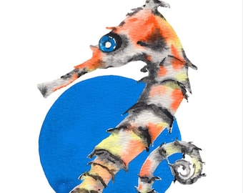 Seahorse blank greeting cards, watercolor seahorse notecards, animal folded cards