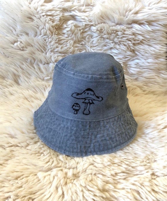 Vintage Washed Cotton Mushroom Gray Bucket Hat, Adjustable 