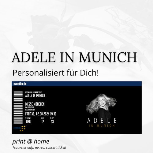 Adele in Munich Souvenir Concert Ticket Fan Individually Etsy