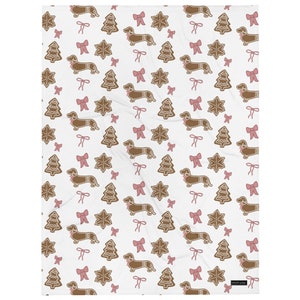 Throw Blanket - Dachshund christmas pink bows doxie gingerbread