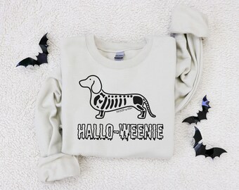 wiener dog skeleton, dachshund skeleton shirt, Halloween dachshund, halloween sweatshirt, doxie mom gift, dachshund mom gift, halloweenie