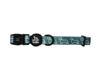 Dachshund Collar - Teal Doxies, Dachshund Accessories, Doxie Puppy, Wiener Dog Gift