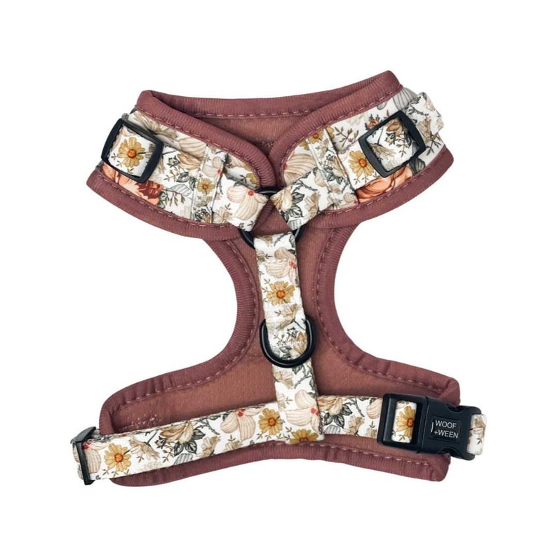 Floral Dog Harness for Small Dogs, Pink Flower Adjustable Step In Harness, Cute Dog Harness, Dachshund Harness, Dog Mom Gift, Doxie Harness image 2