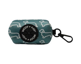 Dachshund Waste Bag Holder - Teal Doxies, Dachshund Accessories, Dachshund Lover Gift, Wiener Dog Accessories, Doxie Puppy Needs