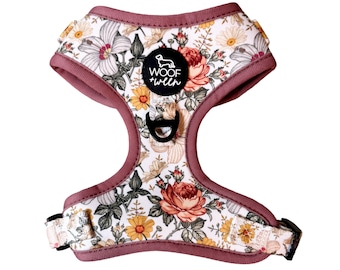 Floral Dog Harness for Small Dogs, Pink Flower Adjustable Step In Harness, Cute Dog Harness, Dachshund Harness, Dog Mom Gift, Doxie Harness