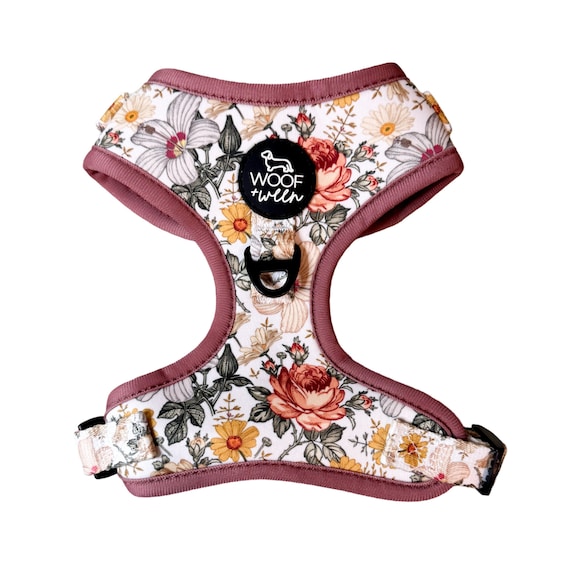 Floral Dog Harness for Small Dogs, Pink Flower Adjustable Step In Harness, Cute Dog Harness, Dachshund Harness, Dog Mom Gift, Doxie Harness