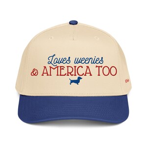 Dachshund Mom Hat, Loves weenies and America too, July 4th dachshund hat, July fourth doxie hat, wiener dog, doxie mom gift, dachshund lover