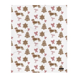 Throw Blanket - Dachshund christmas pink bows doxie gingerbread