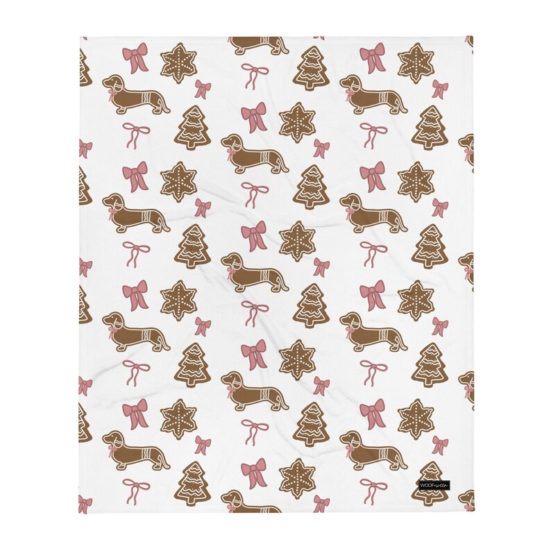 Throw Blanket - Dachshund christmas pink bows doxie gingerbread