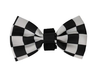 Black and White Checkered Dog Bow Tie , Checkered Flag, Racing Dog Accessories