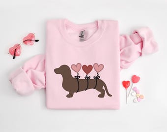 Doxie Valentines Sweatshirt, Dachshund Vday Crewneck, Doxie Lover Gift, Wiener Dog Mom Gift