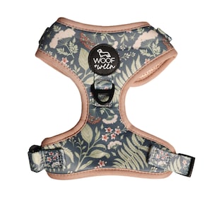 Dog Harness for Small Dogs, Floral Botanical Print, Adjustable Harness, Dachshund Harness, Cute Dog Harness, Dog Mom Gift, Doxie Mom Gift