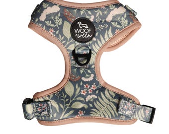 Dog Harness for Small Dogs, Floral Botanical Print, Adjustable Harness, Dachshund Harness, Cute Dog Harness, Dog Mom Gift, Doxie Mom Gift