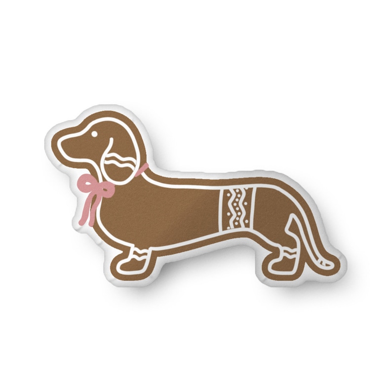 Pillow - Dachshund Christmas Pink Bow Coquette