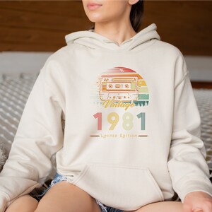 Vintage 1981 Hoodie 42nd Birthday Gift 1981 Birthday Sweatshirt