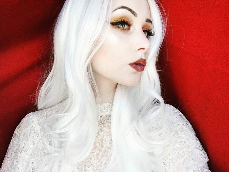 Imstyle White Lace Front Wigs Long Wavy Synthetic Wig for - Etsy