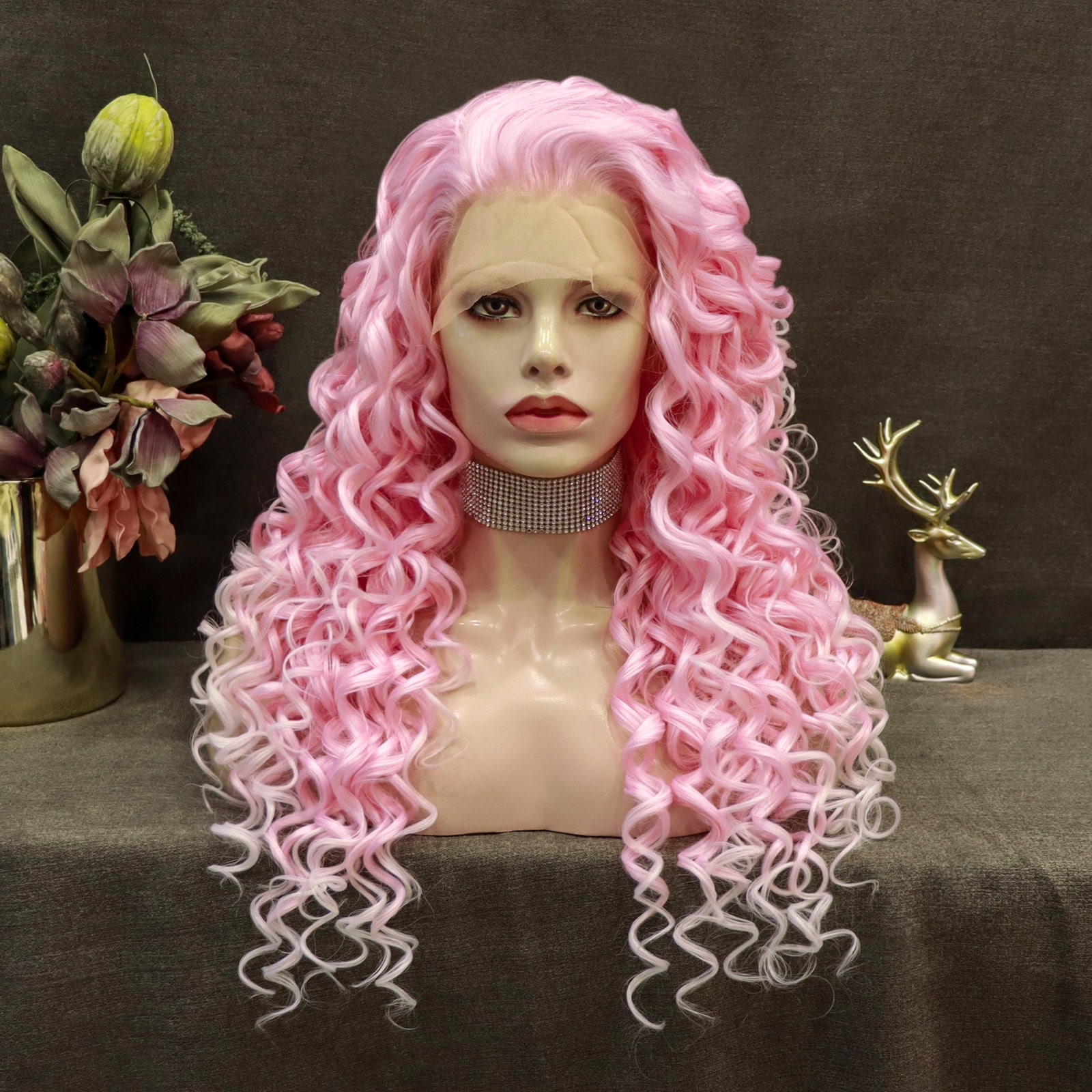 Pink Beauty Wavy Lacefront Wig 24-28 inches!! Amazon.com : Pastel Pink Lace Front Wigs for Women Soft Pink  main image 2