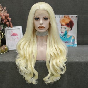 Imstyle Blonde Synthetic Lace Front Wig Mixed Color Wig Straight Long Hair Heat Resistant Fiber Daily Wigs For Women Cosplay Wig
