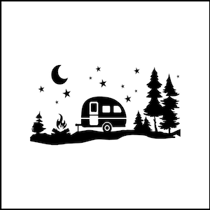 Camping At Night Scene Vinyl Decal