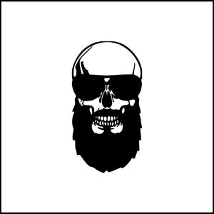 Vinylsticker schedel met baard en bril
