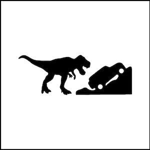 Tyrannosaurus Rex Dinosaur Chasing Car Vinyl Decal