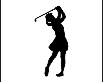 Lady Swinging Golf Club #2 Vinyl Decal