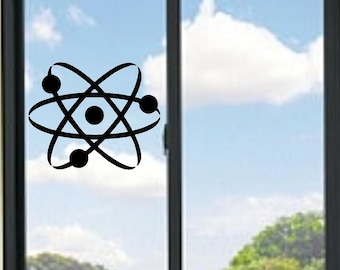 Calcomanía de vinilo con símbolo de átomo de química