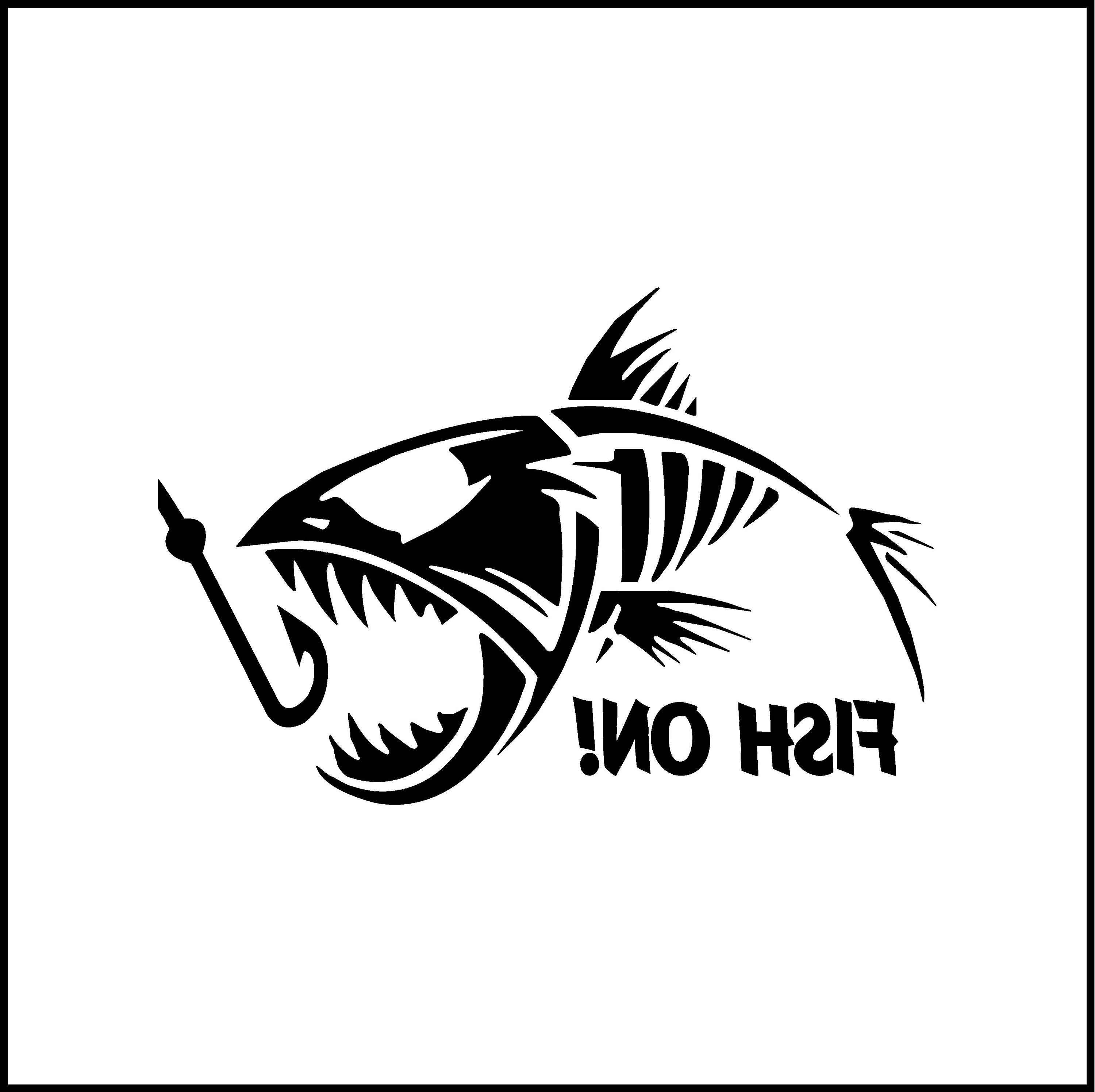 Angry Fish Bone Skeleton Car Window Vinyl Decal Fishing Graphic Sticker