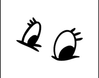 Calcomanía de vinilo con ojos de dibujos animados de mujer