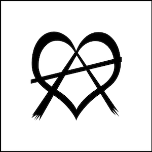 Pentagram With Heart Symbol/Logo Vinyl Decal