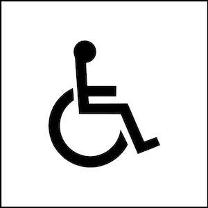 Naklejka winylowa z logo symbolu wózka inwalidzkiego dla niepełnosprawnych
