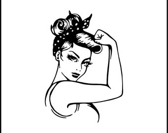 Rosie The Riveter Strong Woman Portrait Vinyl Decal/Sticker for Laptop/Car/Truck/RV/Motorhome/Windows