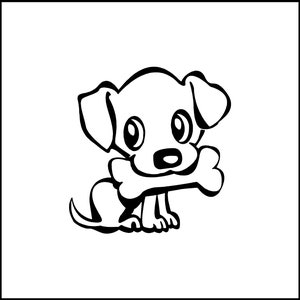 Cute Cartoon Dog With Bone Vinyl Decal
