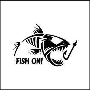 Skeleton Fish and Hook Fish On! Vinyl Decal