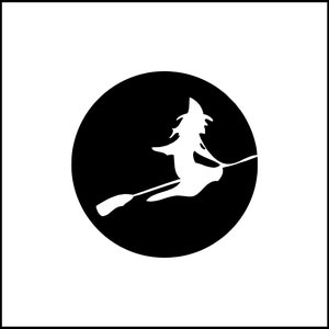 Witch Flying On Broom In Moon Silhouette Vinyl Decal