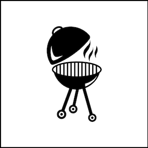 Charcoal BBQ Grill On Wheels Vinyl Decal